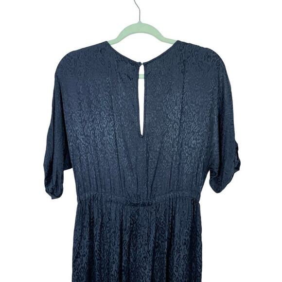 Anthropologie Maeve Jacqueline Jacquard Jumpsuit XS Navy Blue Elegant Night Out - Picture 12 of 16